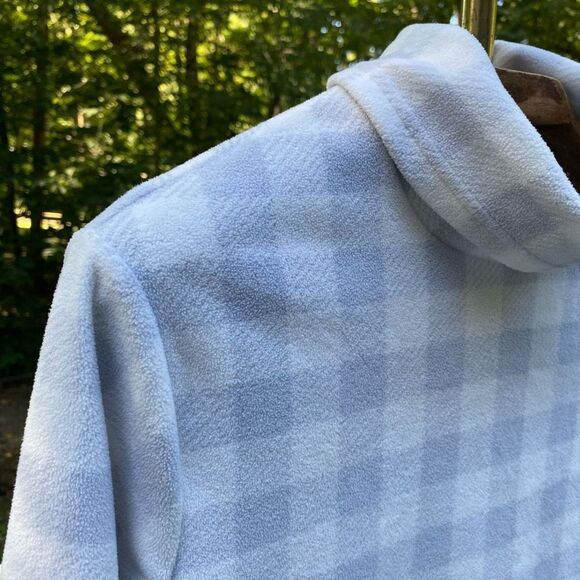 Lands’ End Grey White Check Fleece Turtleneck Tunic Sweater - Picture 6 of 7